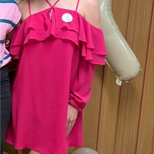 Vibrant Pink Off-Shoulder Dress